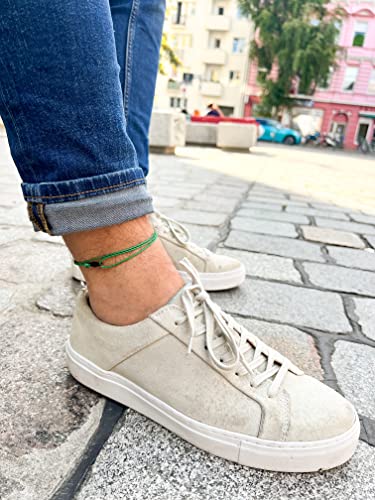Made by Nami Surfer Anklet with Snap Hook Clasp Waterproof & Adjustable Thin String Ankle Bracelets for Women and Men Handmade Jewelry for Beach and Music Festival Accessories - color: Green Black