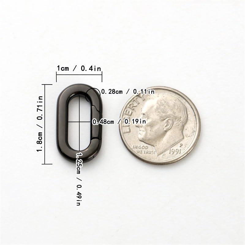 1 Pcs Oval Spring Ring Connector, Stainless Steel Keychain Clasp Hardware for Key Rings & DIY Crafts(Black(1.25cm) - color: Black-A