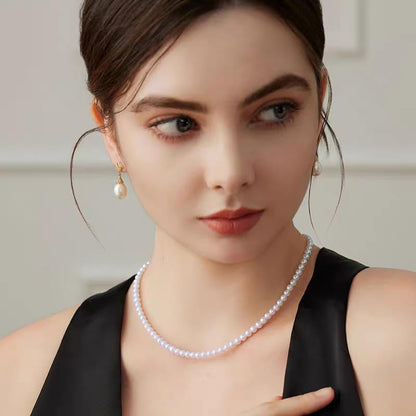 White Genuine Freshwater Cultured Pearl Necklace For Women And Men | Full Sizes from 3mm to 14mm Freshwater Pearls, AAA Grade & Above, A Love Gift Choice For Anniversaries And Birthdays - size: 4-5mm 18+2in