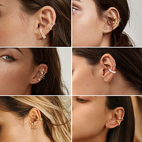 Dochais Ear Cuff Non Piercing for Women Cartilage Clip on Earrings | Gold and Silver Ear Cuffs Helix Cartilage, Fake Earrings, Wrap Earrings, Non Piercing Ear Clip Cartilage - style: A-52 Pcs(Gold/Silver)