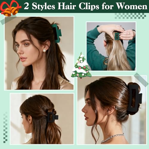 Dark Green Hair Accessories Kit for Women, 25 PCS Set Included Hair Scrunchies, Claw Clips, Bow Clips, Hair Brush and Headband Hair Gift Set for Women Girls