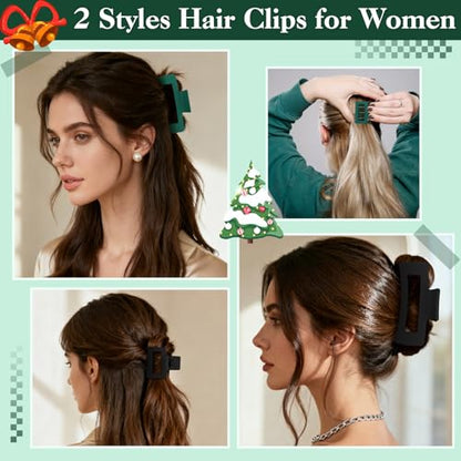 Dark Green Hair Accessories Kit for Women, 25 PCS Set Included Hair Scrunchies, Claw Clips, Bow Clips, Hair Brush and Headband Hair Gift Set for Women Girls