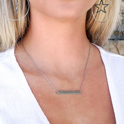 Multi Gold Bar Necklace for Women Vertical/Horizontal Bar Pendant Necklaces with Adjustable Chain Necklace Adult Jewelry - color: Silver