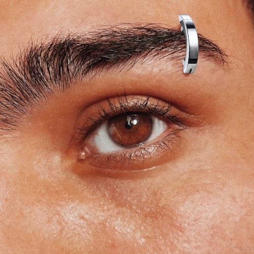 16G Labret Stud, G23 Titanium Vertical Labret Lip Piercing Jewelry, Gold Eyebrow Ring Clicker Belly Button Ring Hoop For Women Men - color: Silver, size: 8mm