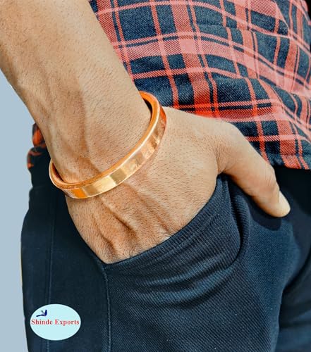 SHINDE EXPORTS pure copper bracelets cuf kada bangle for men and women - style: flat 80gms