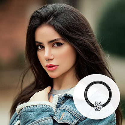 ONESING 20-30 Pcs Septum Rings 16G Septum Jewelry - Surgical Steel Piercings Horseshoe Helix Daith Smiley Tragus Lip Rings Nose Hoop Hinged Seamless Piercing Jewelry for Women Men - color: Color-B-16G-10mm
