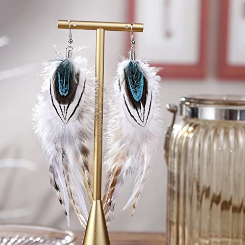 lureme Bohemian Style Boho Multicolor Pheasant Feathers Dangle Earrings for Women (er006359) - color: Multicolor