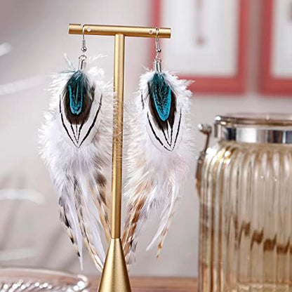 lureme Bohemian Style Boho Multicolor Pheasant Feathers Dangle Earrings for Women (er006359) - color: Multicolor