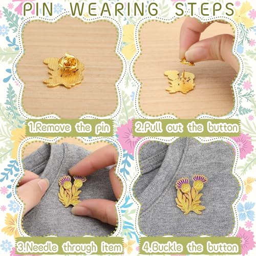 Tondiamo 24/54 Pcs Flower Alloy Enamel Pins Floral Brooch Lapel Pin for Spring Birthday Party Favor Women Jewelry Gift - style: Wildflower