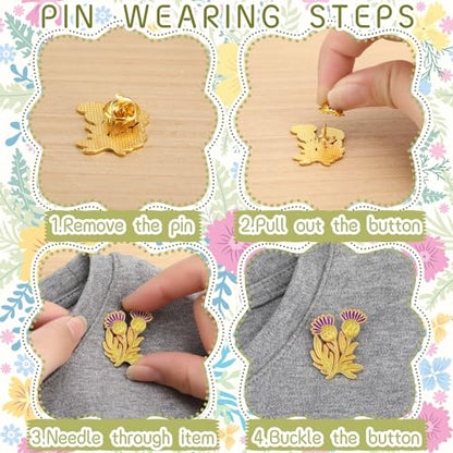 Tondiamo 24/54 Pcs Flower Alloy Enamel Pins Floral Brooch Lapel Pin for Spring Birthday Party Favor Women Jewelry Gift - style: Wildflower