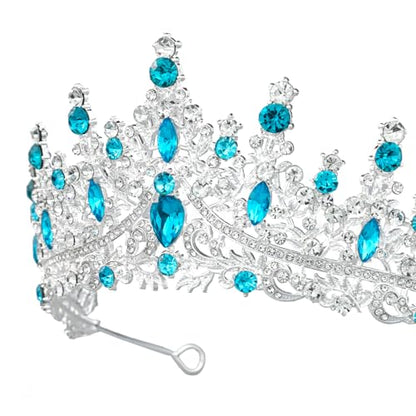 Tiaras and Crowns for Women Crystal Princess Tiaras Rhinestone Queen Crowns For Wedding Bridal Birthday Prom Pageant Party (Tiara 100) - color: Silver Blue