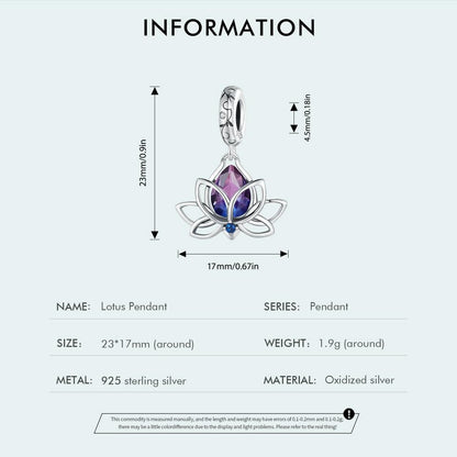 BISAER 925 Sterling Silver Charms for Bracelets Cat Dog Sloth Animal Beads Butterfly Fairy Heart Dangle Pendant Charms - color: Water-lily