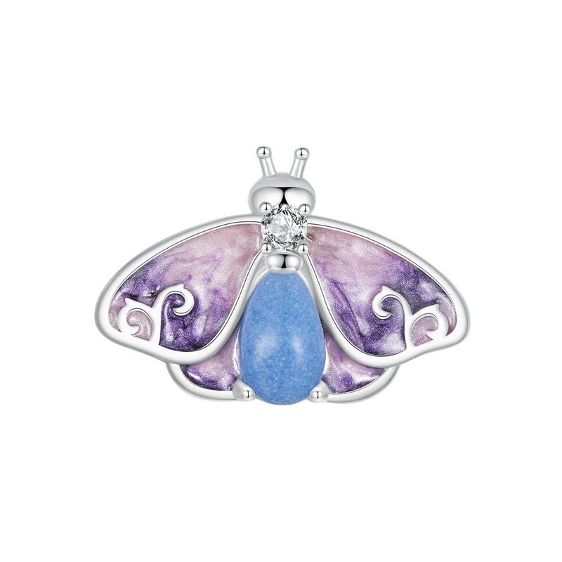 BISAER 925 Sterling Silver Charms for Bracelets Cat Dog Sloth Animal Beads Butterfly Fairy Heart Dangle Pendant Charms - color: Black