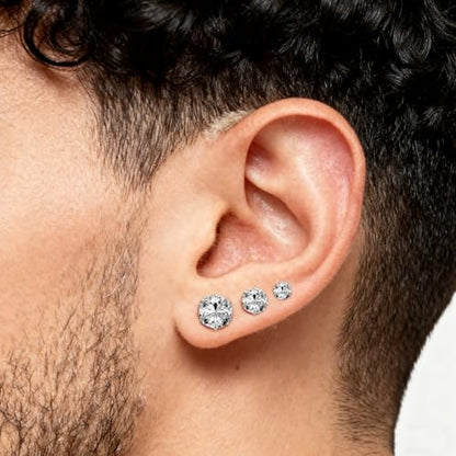 6/12 Pairs Silver Gold Stainless Steel Stud Earrings Set for Women Men | Hypoallergenic, 3 4 5 6 7 8 mm CZ, Lightweight, 14K Gold Plated Surgical 316L, Cubic Zirconia, Multiple Piercing Jewelry - color: Silver/Glod-12Pairs