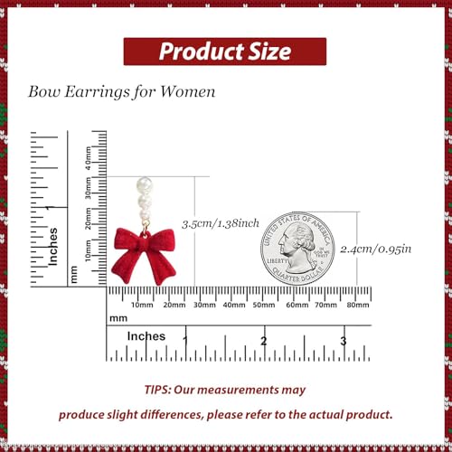 Bow Earrings Red Earrings for Women Dangle Cute Earrings Red Stuff Jewelry Outfits Accessories Gifts for Girls - color: A2:red bow earrings