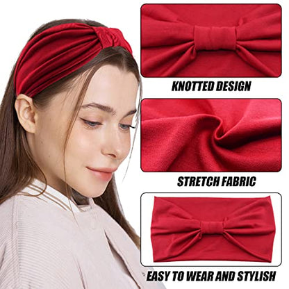 Yeshan Wide Headbands for Women Non Slip Turban Headband, Boho Elastic Headband Sweat Bands Yoga Hair Bands for Women's Hair，Pack of 8 - color: No12(solid colors 8 pcs)