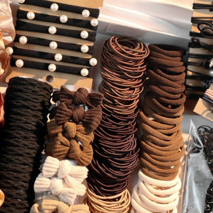 Hair Accessories Set for Women, Ponytail Holders, Hair Scrunchies, Hairbands, Scrunchy Hair Ties, Hair Styling Tool Set (1163PCS(brown) - color: 1163PCS(brown)