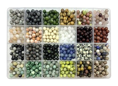 960Pcs 6mm Natural Gemstone Beads,1mm Hole Adult Jewelry Making - color: 6mm 24Color 03 Material-A
