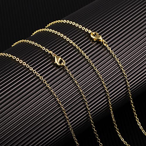 Wholesale 12 PCS Gold Plated Brass Flat Cable Chain (18 Inch(1.5MM)) | Finished Necklace Chains Bulk for Jewelry Making - color: Gold, size: 18 inch-0.059 inch