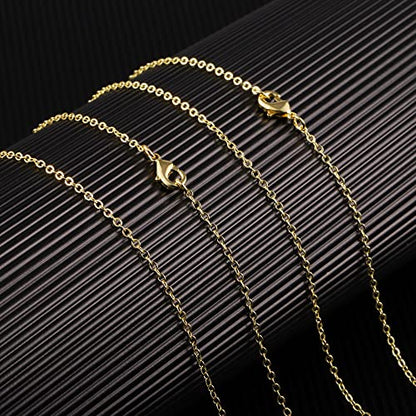 Wholesale 12 PCS Gold Plated Brass Flat Cable Chain (30 Inch(2 MM)) | Finished Necklace Chains Bulk for Jewelry Making - color: Gold, size: 30 inch-0.079 inch