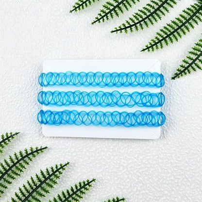 3PCS Black Tattoo Choker Necklace Rainbow Tattoo Chokers Gothic 90s Choker Necklace Purple Tattoo Choker and Pink Chokers 2000s Y2K Multicolour Collar Adjustable Stretchy Elastic Necklace Jewelry Gift for Women - color: 3PCS Blue