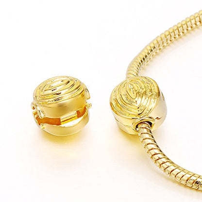 RUBYCA 20pcs Gold Color Clip Lock Stopper Clasp Beads DIY fit European Charm Bracelet Model 196 - color: Model 196 Gold Plated, size: 20 PCS
