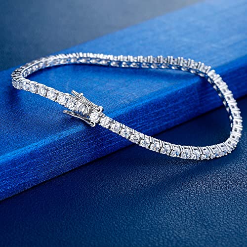 18K White Gold Plated Tennis Necklace/Bracelet/Earrings Sets Pack of 3 - style: 3.0mm with 7In bracelet&18In necklace