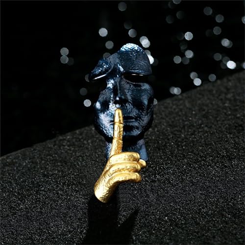 Gold Mask Enamel Lapel Brooch Pin for Women Men Abstract Art Enamel Brooch Silence is Thinker Badge Pin Accessories for Lapel Backpack Jacket Hat Bag - color: Black