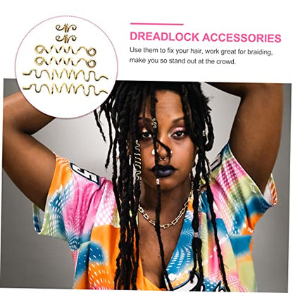 6pcs Hair Jewelry Set for Women Hair Clips Charms Cuffs Rings Spiral Coils Dreadlock Accessories for Braids