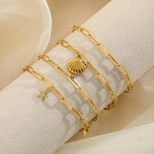 Swyabi 10 PCS Gold Plated Paperclip Bracelet Chains Bulk for Jewelry Making | 18K Stainless Steel, with Extender, No Fade, No Rust, Adjustable, for Men Women DIY, 6.5 Inch - color: 4x12mm Gold