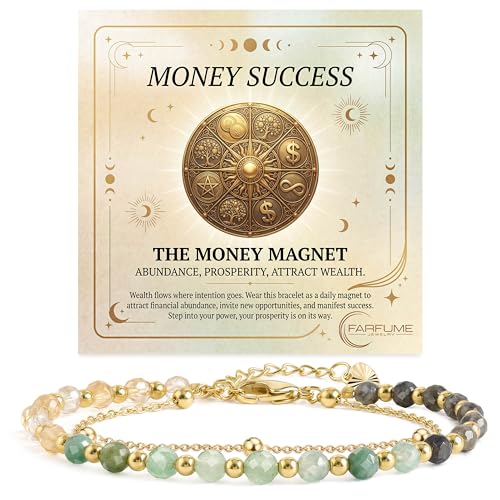 Farfume Crystal Beaded Bracelets for Women 4mm Natural Stone Jewelry Gifts | Natural Beads Gemstone,Handmade,Helper Tool,Yoga Protection,Hypoallergenic,Durability Wear - color: Money Success-Abundance & Prosperity