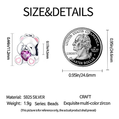 CYCUFF 925 Sterling Silver Charms Suitable for Charm Necklaces, Bracelet Pendants Beads Jewellery Gift for Women - color: Animal Series Bear Blindfold Bead