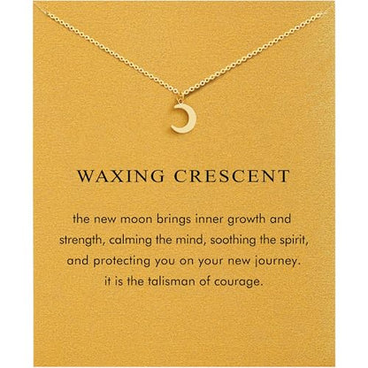 Baydurcan Dainty Gold Necklace for Women Ankh Mom Jesus Sun Star Necklace | 14K Gold Plated Pendant Necklaces Gifts for Friends Sister Mother, Birthday, Christmas, Graduation, Inspirational Gifts - style: Moon