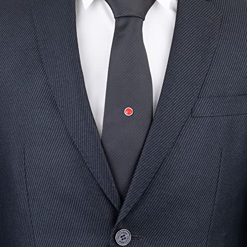 Tie Pins for Men Silver Tie Pins with Chain, Tie Tack Pins Brooch Personalized Wedding Business Gifts - color: Red