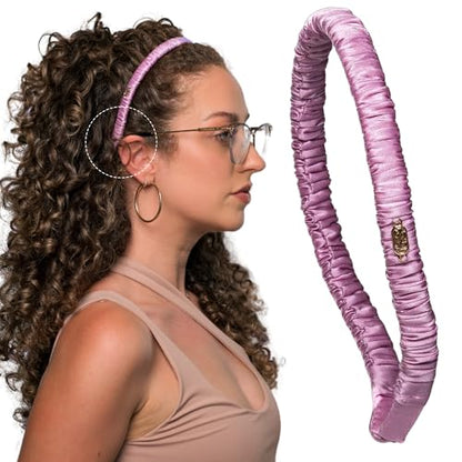 Curlfriend Collective Lilac Comfort Curve Silk Headband for Women | Luxury 100% Mulberry Silk Hair Accessory, No-Headache, Anti-Frizz, Non-Slip, Stylish Everyday - color: Lilac
