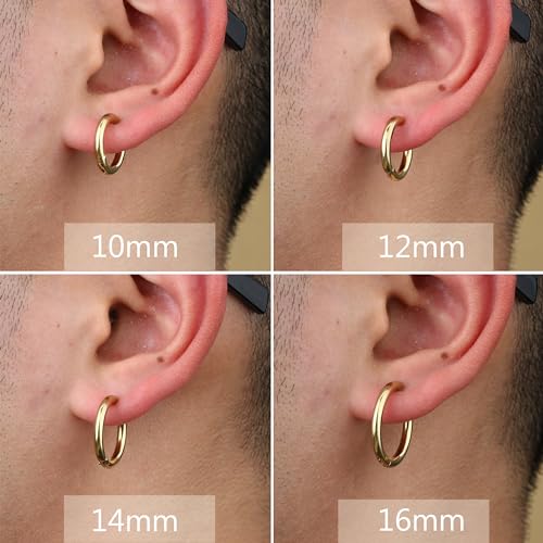 YADOCA 8 Pieces Clip On Earrings For Men Women Non-Piercing Fake Earrings Stainless Steel Clip On Hoop Earring Cool Earrings Ear Clips Set for Gifts - style: Gold: 10/12/14/16mm