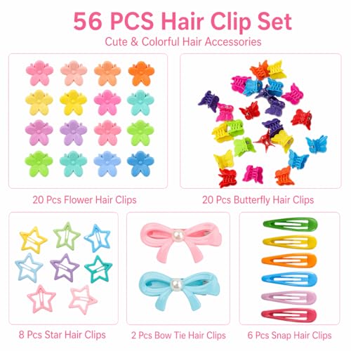 2056 Pcs Hair Accessories for Girls Gift Set, Colorful Elastic Rubber Bands Hair Ties with Mini Hair Clips, Toddler Ponytail Holders and Styling Tools
