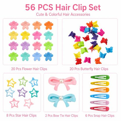2056 Pcs Hair Accessories for Girls Gift Set, Colorful Elastic Rubber Bands Hair Ties with Mini Hair Clips, Toddler Ponytail Holders and Styling Tools