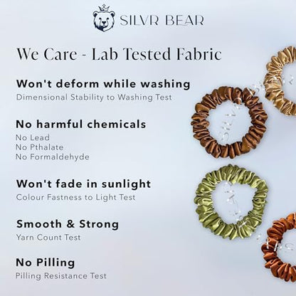 SILVR BEAR Luxury Satin Scrunchies, Soft Skinny Ponytail Holders for Thin Hair, Women, Girls and Men, Softer than Silk, 6 Pack (Earthy Skinny) - color: Earthy Skinny