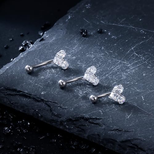 16G Astm F136 Titanium Eyebrow Piercing Jewelry Curved Barbell Eyebrow Ring Vertical Labret Lip Jewelry Daith Rook Earrings Navel Small Belly Button Ring Piercing Jewelry for Women Men CZ - style: 16G, 10MM Length-F