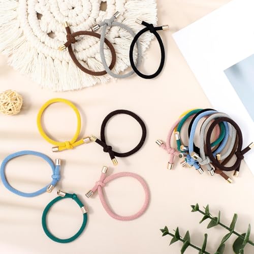 Canlierr 48 Pcs Colorful Knotted Hair Ties Adjustable Hair Ties Bow Elastic Without Damage Ponytail Holders for Women Girls