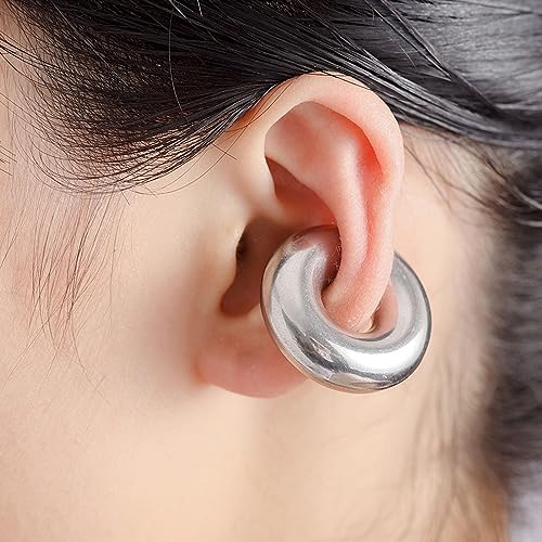 Ear Cuffs Non Piercing Aretes De Mujer Gold Chunky Earrings for Women Clip On Earrings Non Tarnish Gold Earrings Gifts Trendy Stuffers - color: 1Pairs Silver Chunky Ear Cuff