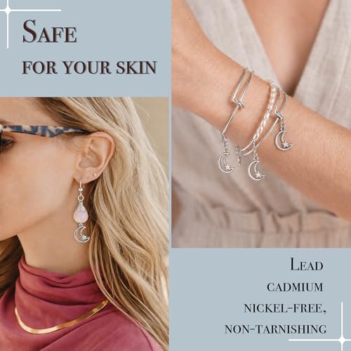 Heather's cf Star Charms for Jewelry Making Silver Tibetan Star Moon Snowflake Pendants Non Tarnish Metal Earring Charm for Bracelets Necklaces Earrings DIY Jewelry Making Supplies - color: Silver Moon - 79Pc