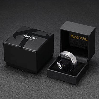 King Will Classic Tungsten Wedding Band for Men, 6/7/8/9/10mm Widths, Polished Finish Step Edge Matte Rings Comfort Fit - color: A-silver 9mm