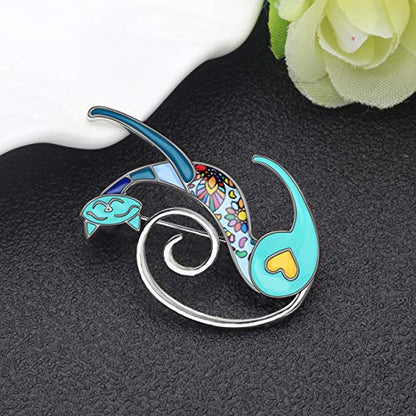 NEWEI Cat Brooch Pins for Women Girls Jacket Bag Charms Cat Pins Jewelry Gifts - color: Cobalt Blue