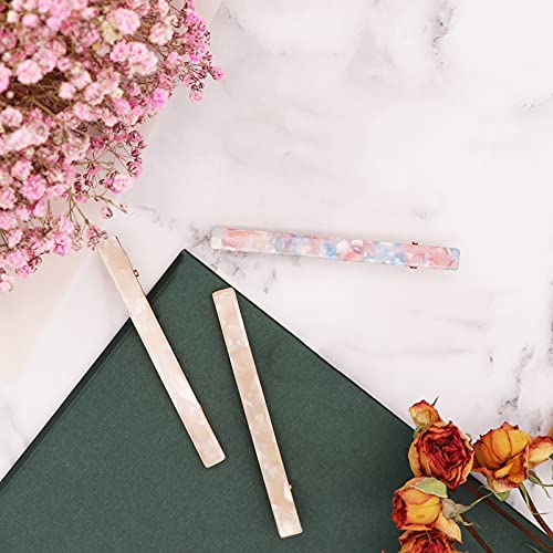 Cobahom 6 Pcs 3.15 Inch Duckbill Hair Clips, Cellulose Acetate Hair Clip | Metal Duck Teeth Hair Pins for Women, Chic Tortoise Shell Hair Barrettes for Thin Thick Hair (3 White & 3 Blue-Pink) - color: 3 White & 3 Blue-Pink