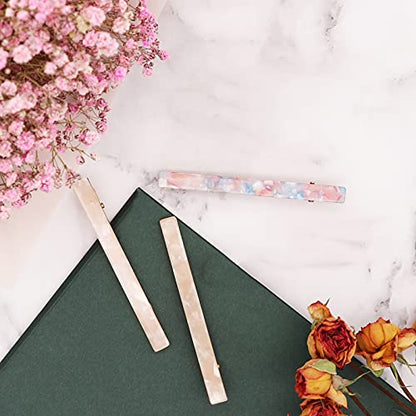 Cobahom 6 Pcs 3.15 Inch Duckbill Hair Clips, Cellulose Acetate Hair Clip | Metal Duck Teeth Hair Pins for Women, Chic Tortoise Shell Hair Barrettes for Thin Thick Hair (3 White & 3 Blue-Pink) - color: 3 White & 3 Blue-Pink