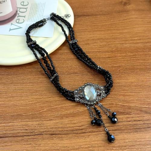 Gothic Black Choker Necklace, Elegant Lace Collar Design, Adjustable Velvet Ribbon, Dark Jewelry for Women, Unique Goth Gifts - style: Black Choker