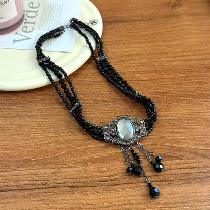 Gothic Black Choker Necklace, Elegant Lace Collar Design, Adjustable Velvet Ribbon, Dark Jewelry for Women, Unique Goth Gifts - style: Black Choker