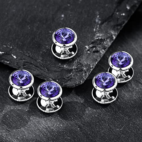 HAWSON Crystal Shirt Studs for Men's Tuxedo Shirt, Tuxedo Buttons for Birthday Wedding Party Christmas. - color: Tanzanite